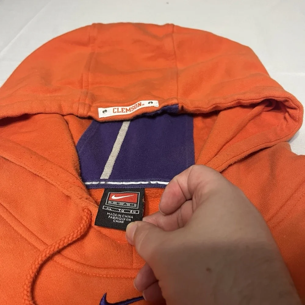 Vintage Clemson Tigers Nike Center Swoosh Hoodie Sweatshirt Size XL Oversized